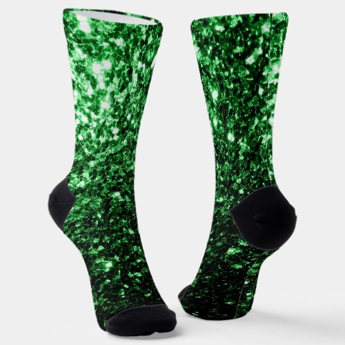 Dark green faux glitter sparkles socks