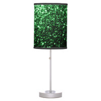 Dark green faux glitter sparkles table lamp