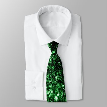 Dark Green Faux Glitter Sparkles Tie by PLdesign at Zazzle