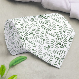 Dark Green Fern Leaf Nature Pattern Neck Tie