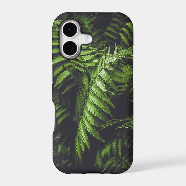 Dark Green Fern Leaves Moody Botanical Nature Case-Mate iPhone Case (Back)