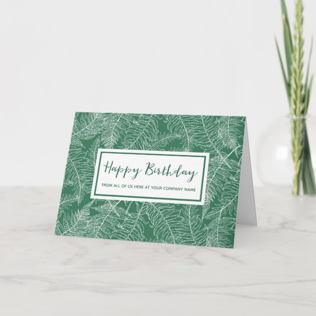 Dark Green Ferns Business From Group Birthday Card (Front)
