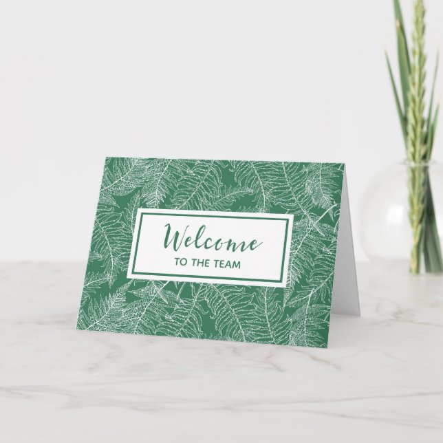 Dark Green Ferns Employee Welcome to the Team Card (Front)