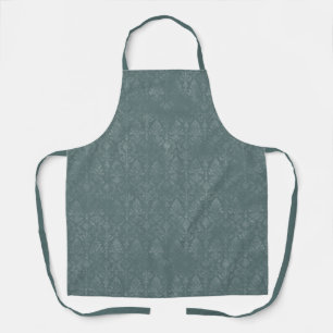 Dark Green Floral Damask Pattern - Apron