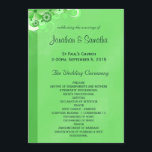 Dark Green Floral Flat Wedding Program Templates<br><div class="desc">© Sunny Mars Designs - Floral Hibiscus: Dark Pastel Green Wedding Program Flat Cards - This fully customizable wedding program features an illustration of a green hibiscus floral decoration. Personalize it by adding your wedding party and wedding ceremony details.</div>