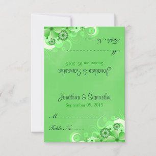Dark Green Floral Folded Wedding Table Place Cards