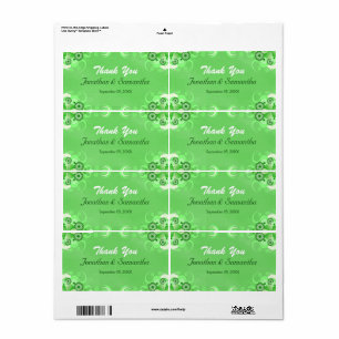 Dark Green Floral Large Wedding Favor Labels