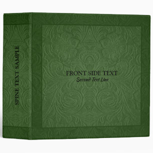 Dark green floral pattern suede leather texture 3 ring binder