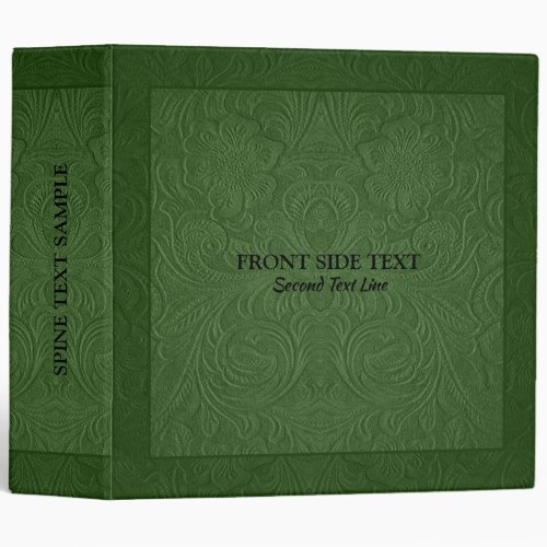 Dark green floral pattern suede leather texture 3 ring binder