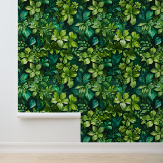 Dark Green Floral Peel and Stick  Wallpaper