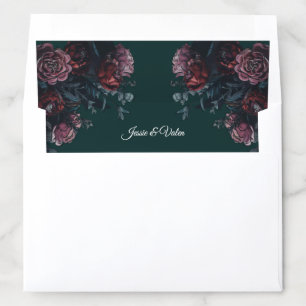 Dark Green Floral Wedding Envelope Liner
