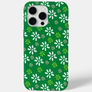 Dark Green Flowers Pattern iPhone 15 Pro Max Case