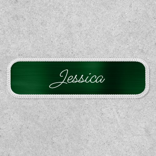 Dark Green Foil Monoline Script First Name Patch