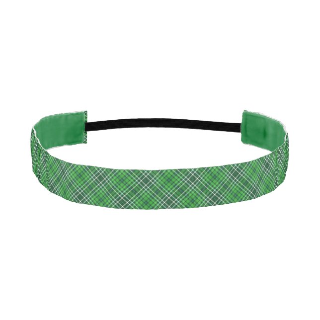 Dark Green & Forest Green Plaid Pattern Athletic Headband (Front)