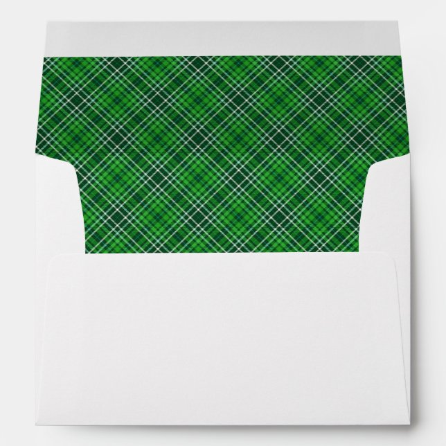 Dark Green & Forest Green Plaid Pattern Envelope (Back (Bottom))