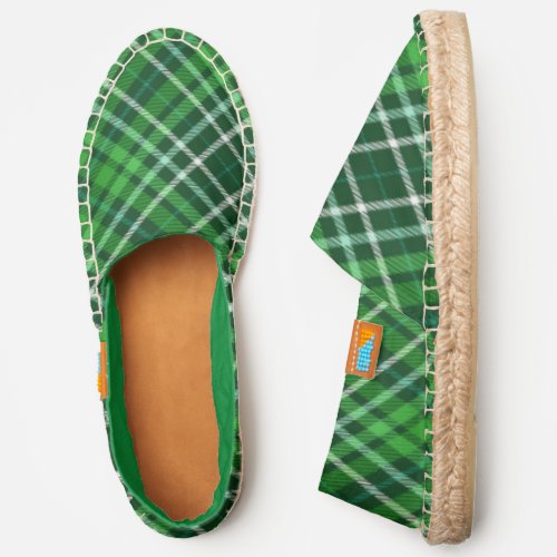 Dark Green  Forest Green Plaid Pattern Espadrilles