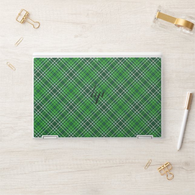 Dark Green & Forest Green Plaid Pattern HP Laptop Skin (Desk)