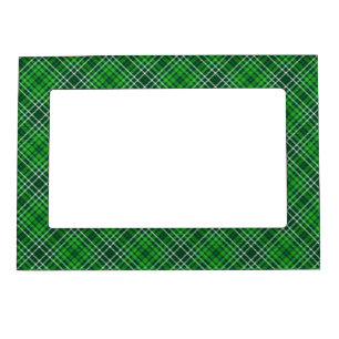 Dark Green & Forest Green Plaid Pattern Magnetic Frame