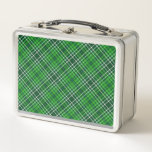 Dark Green &amp; Forest Green Plaid Pattern Metal Lunch Box