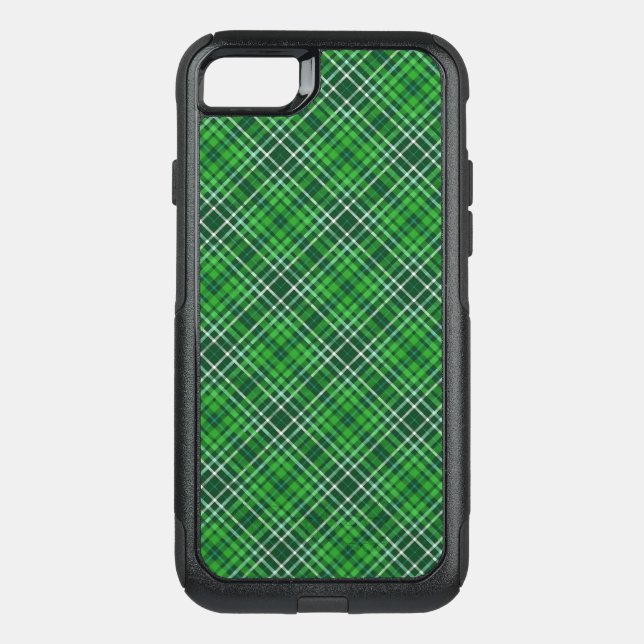 Dark Green & Forest Green Plaid Pattern Otterbox iPhone Case (Back)