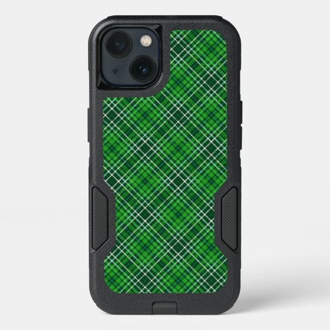 Dark Green & Forest Green Plaid Pattern Otterbox iPhone Case (Back)