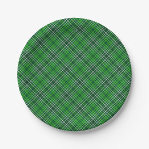 Dark Green & Forest Green Plaid Pattern Paper Plates