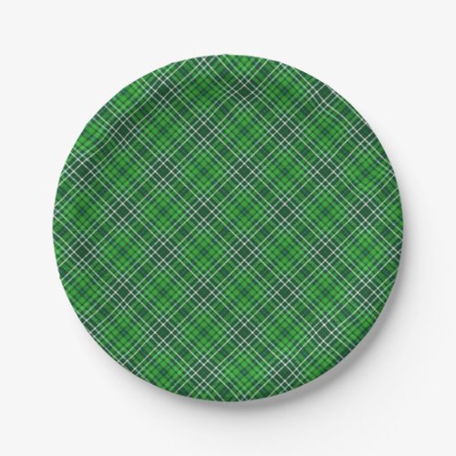 Dark Green  Forest Green Plaid Pattern Paper Plates