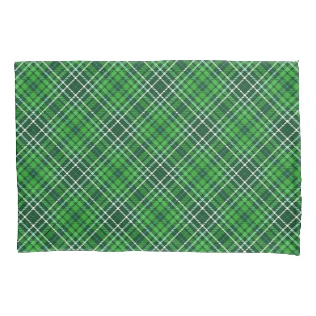 Dark Green & Forest Green Plaid Pattern Pillow Case (Front-Left)