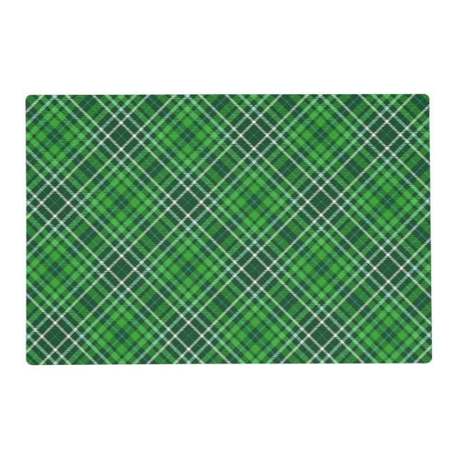 Dark Green & Forest Green Plaid Pattern Placemat (Front)