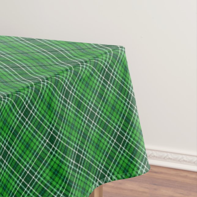 Dark Green & Forest Green Plaid Pattern Tablecloth (In Situ)