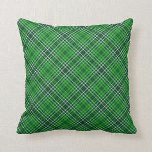 Dark Green & Forest Green Plaid Pattern Throw Pillow