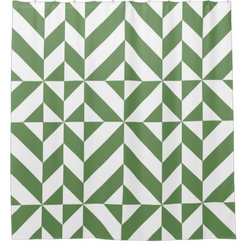 Dark Green Geometric Cube Pattern Shower Curtain