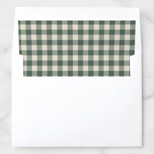 Dark Green Gingham Buffalo Check Christmas Envelope Liner