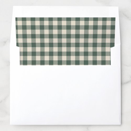 Dark Green Gingham Buffalo Check Christmas Envelope Liner