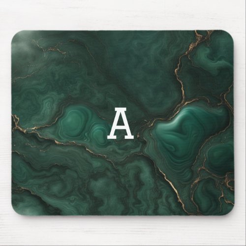 Dark Green Glazed Marble Mouse Pad