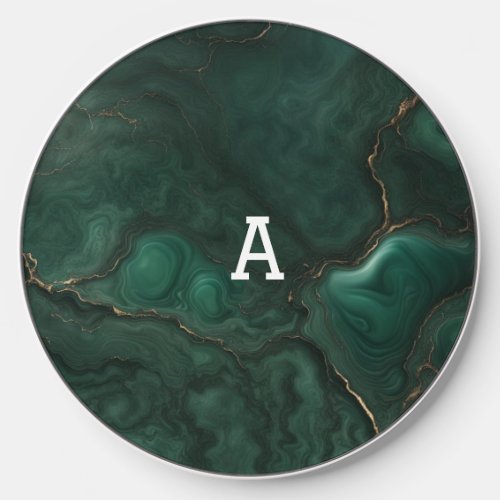 Dark Green Glazed Marble Wireless Charger