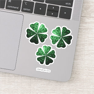 Dark Green glitter sparkle Shamrock Clover pattern Sticker