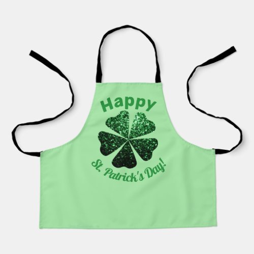 Dark Green glitter sparkle Shamrock St Patrick Day Apron