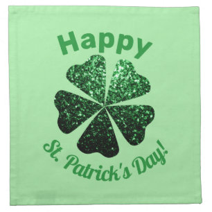 Dark Green glitter sparkle Shamrock St Patrick Day Cloth Napkin