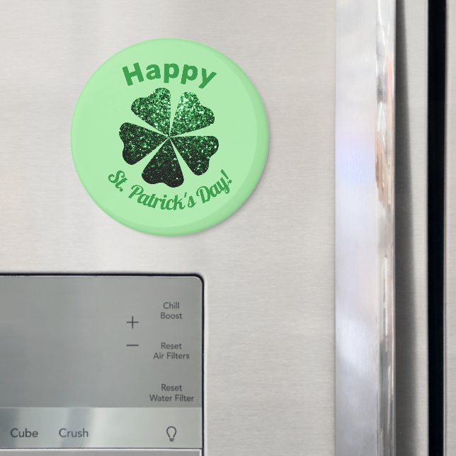 Dark Green glitter sparkle Shamrock St Patrick Day Magnet (In Situ (Fridge))