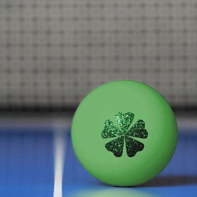 Dark Green glitter sparkles Shamrock Clover Ping Pong Ball (Net)