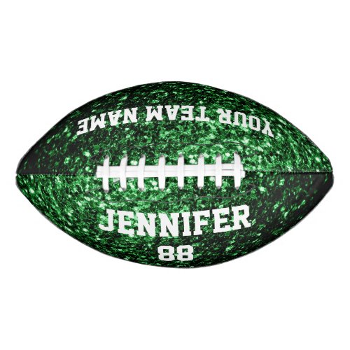 Dark green glitter sparkles Your name Team Football