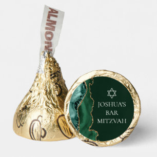 Dark Green Gold Agate Bar Mitzvah Custom Party Hershey®'s Kisses®