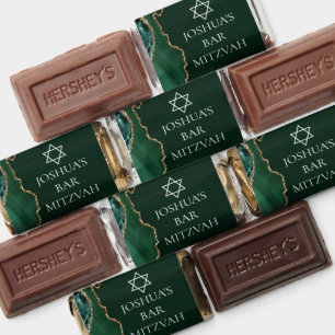 Dark Green Gold Agate Bar Mitzvah Custom Party Hershey's Miniatures