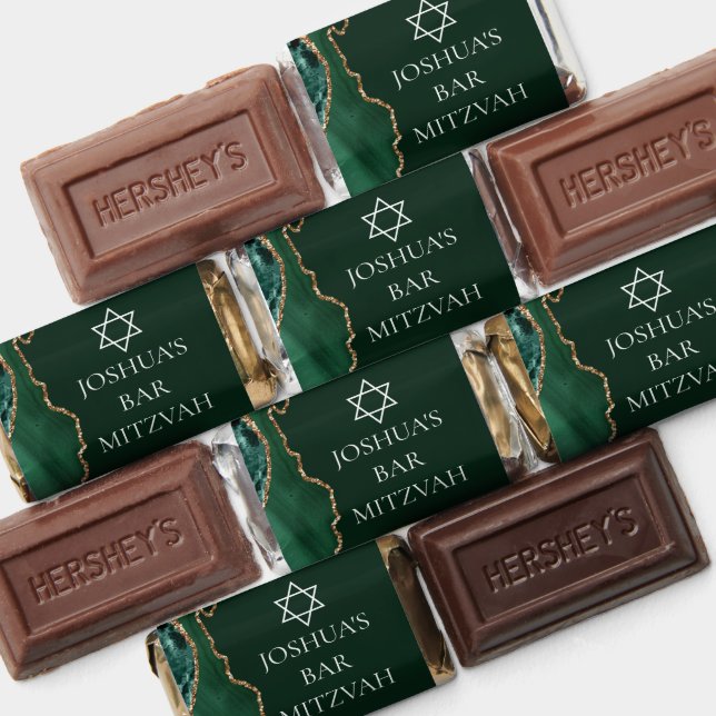 Dark Green Gold Agate Bar Mitzvah Custom Party Hershey's Miniatures (Assorted)