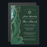 Dark Green Gold Agate Bar Mitzvah Party Magnetic Invitation<br><div class="desc">Chic dark green and gold agate decorates the side of this modern Bar Mitzvah ceremony and magnetic party invitation. Your son's name is written in beautiful formal script under the Star of David. Perfect magnet invite for a Jewish family celebrating their boy being called to the Torah.</div>