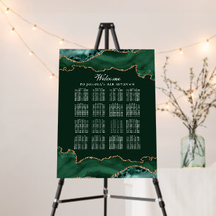 Dark Green Gold Agate Bar Mitzvah Seating Chart Foam Board