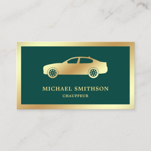 Dark Green Gold Car Professional Chauffeur Business Card