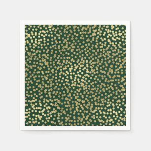 Dark Green & Gold Dots Confetti Elegant Glam Napkins