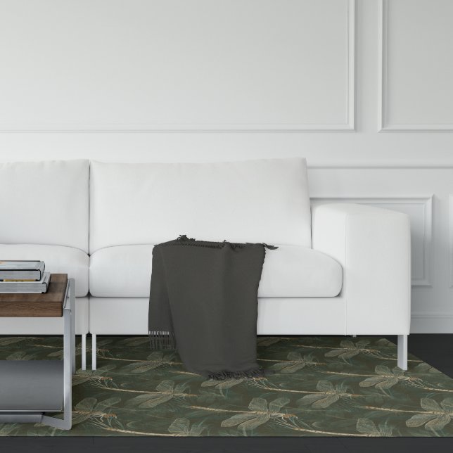 Dark Green Gold Dragonfly Rug (Creator Uploaded)